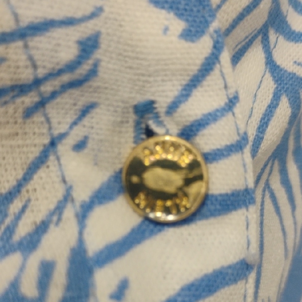 Anne Klein Corn Flower Blue and White Floral Button-Up Shirt - Picture 3 of 11